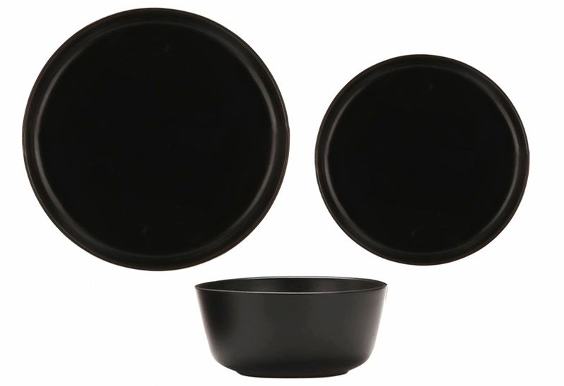 18 Piece Ceramic Dinner Set Charcoal