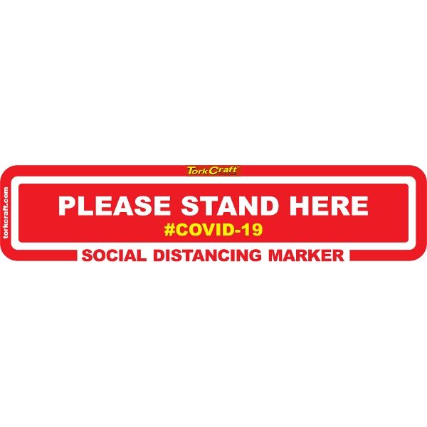 Covid 19 - 450mm X 110mm Social Distancing Strips - Tork Craft Red Stand Here