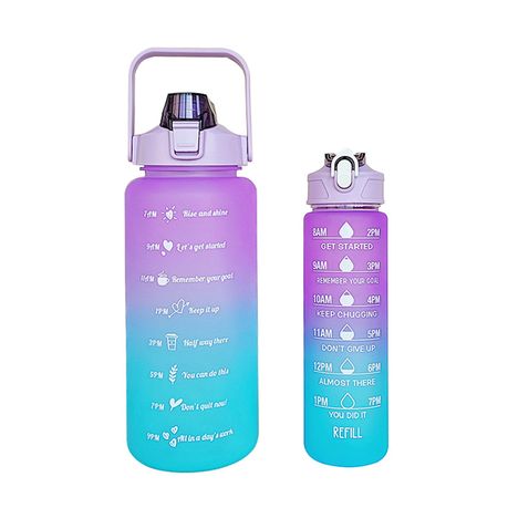 Gradient Colored Set Of 3 Sport Plastic Water Bottles (2l, 900ml