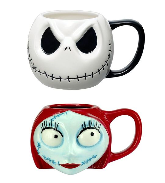 The Nightmare Before Christmas: Jack Skellington &amp; Sally Head Mugs Set