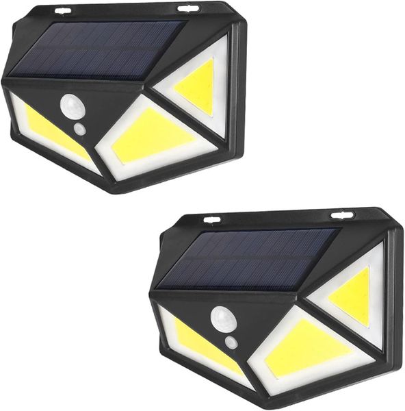 2X Waterproof Solar Motion Sensor Security COB Light 3 Light Modes