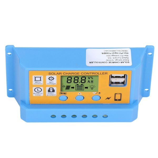 Solar Charge Controller 10A 12V 24V LCD Digital Display for Solar Panel
