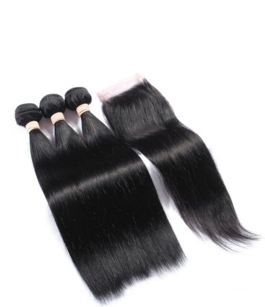 18 inches 12A Brazilian Straight Weaves x3 Bundles and Closure