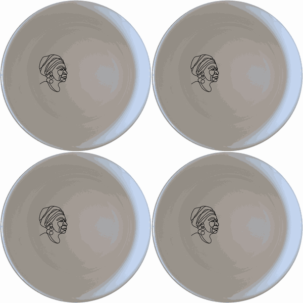 Face Old African Woman Bowl Set of 4 - Range 2