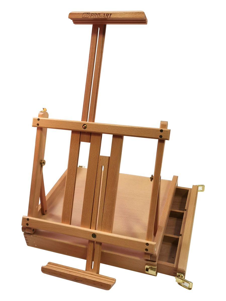 Pro art kb2003 beechwood adjustable tabletop box easel with drawer