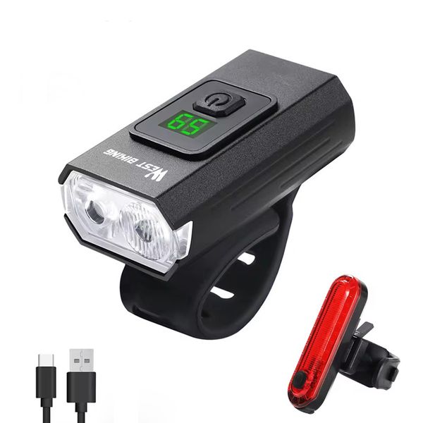 800LM Bicycle Headlight Handlebar Lamp, Display for Night Riding Lighting
