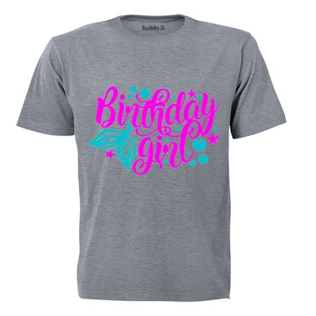 Mermaid Birthday Girl - Kids T-Shirt - Grey