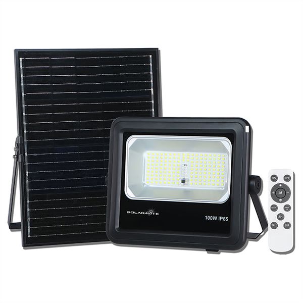 SolarMate 100-Watt Security Flood Light With Remote Control - Black