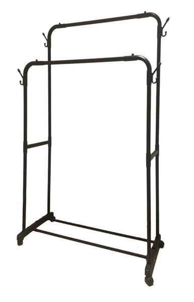 Multi-functional Double Clothing Tube Rail with Shoe Storage Rack - Black