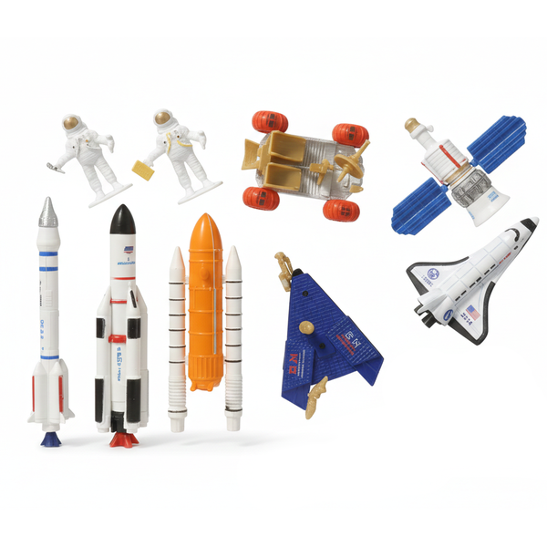 Die-Cast Metal Space Exploration Play Set - 10-Piece Astronaut &amp; Rocket Kit