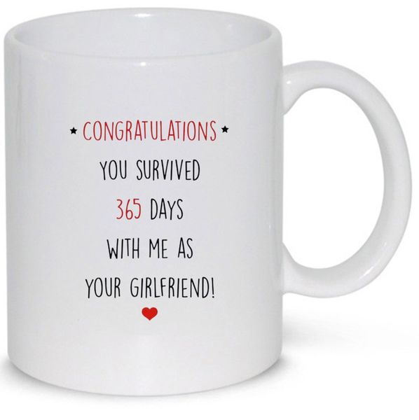 Congratulations You Survived 365 Days Boyfriend 1st Anniversary Gift Mug