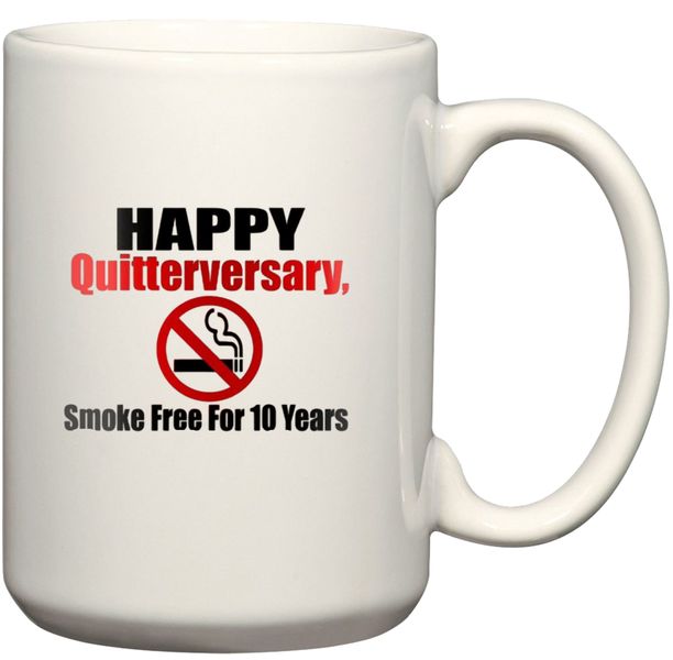 10th Quitterversary 10 Years Without Smoking Anniversary Birthday Gift Mug