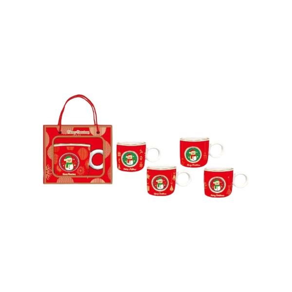 Red Merry Christmas Gift Cup With Gold Rim