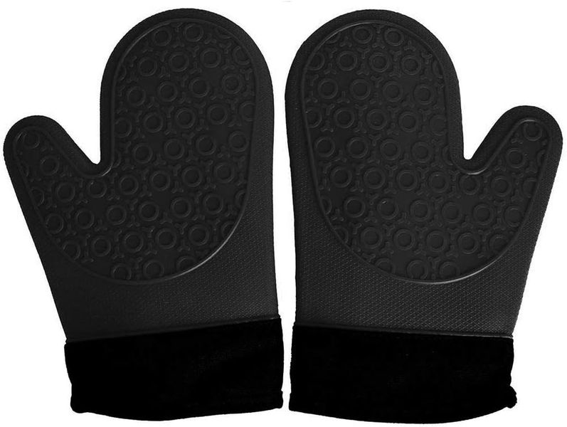 Black Professional Silicone Oven Mitts and Pot Holders - 2 Piece