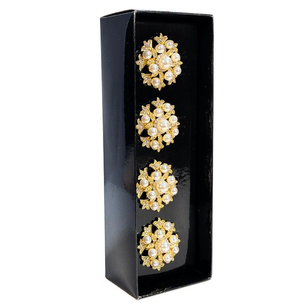 Gold with pearl napkin ring Set / 4