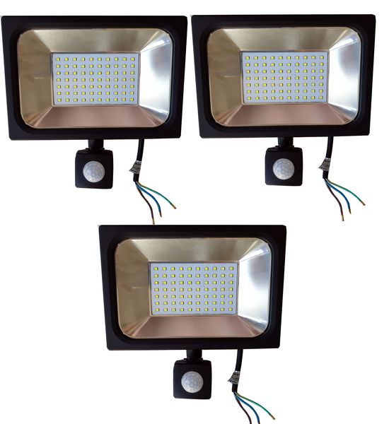 3 x 50W LED Flood Light-Day Night Sensor Integrated, 6500K White Light.