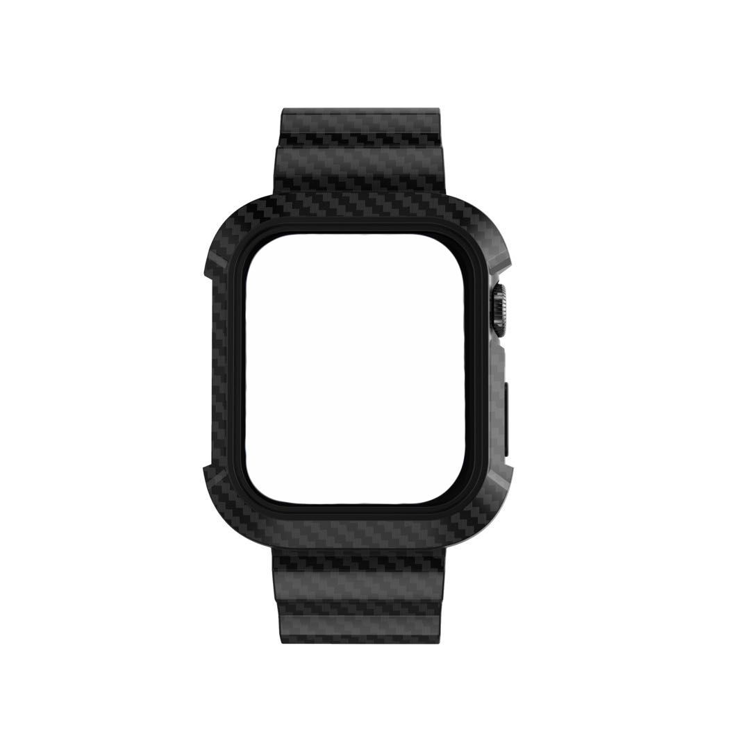 Carbon Fibre Strap Band & Screen Cover For Apple Watch 45mm Series 7