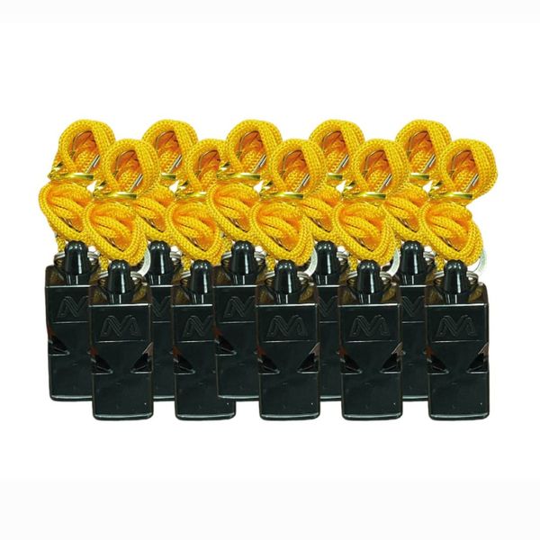 Black Plastic Whistles - Pack of 10