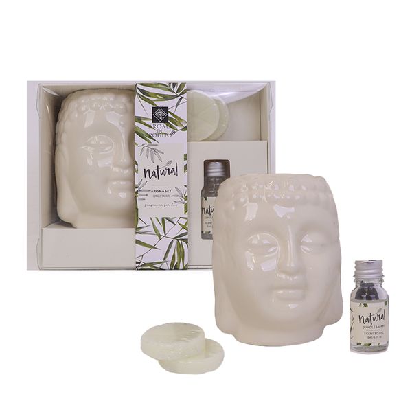 Fragrance Set with 2 Candles &amp; 10ml Fragrance Bottle - Buddha Design