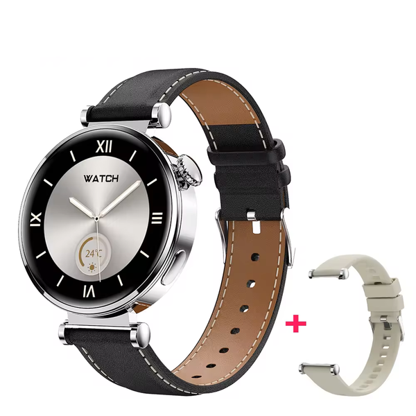 Classy Smartwatch with Two Strap Options (Faux Leather and Silicon)