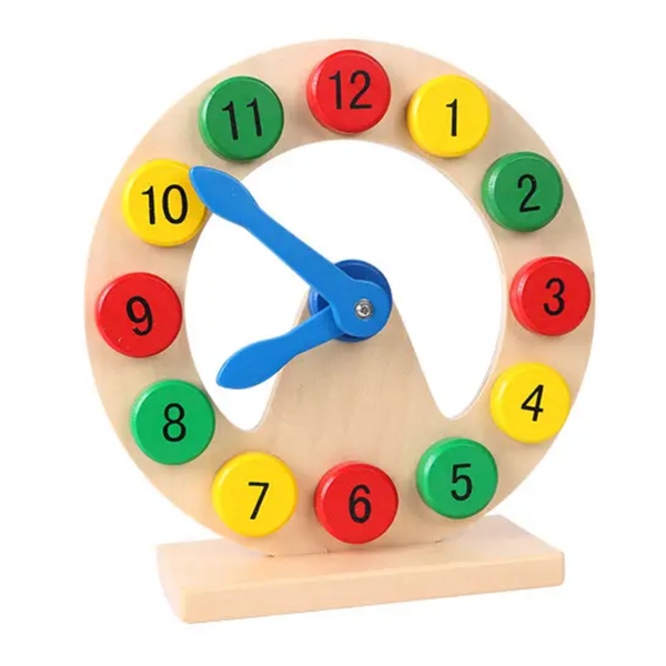 Wooden Toys Learn to Tell Time Wooden Clock Montessori Teaching Kids Toys