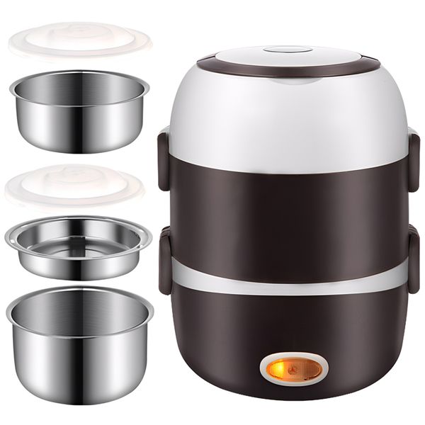 3 Layers Electric Warmer Lunch Box Food Heater Portable Bento Containers