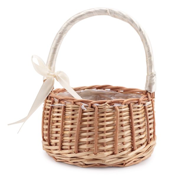 Woven Flower Basket Rattan Storage Basket Flower Girl Hand Basket, S
