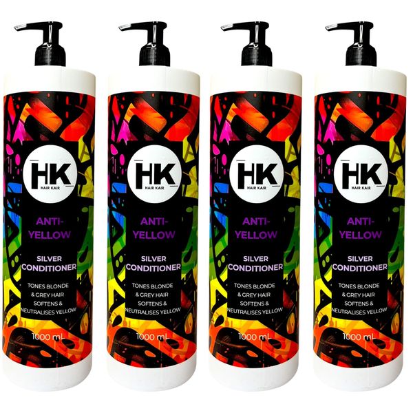 HK Anti-Yellow Silver Conditioner (4 Pack) - 1000ml - Professional Toning