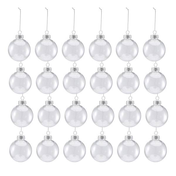24PCS Clear Plastic Fillable Christmas Balls 8cm