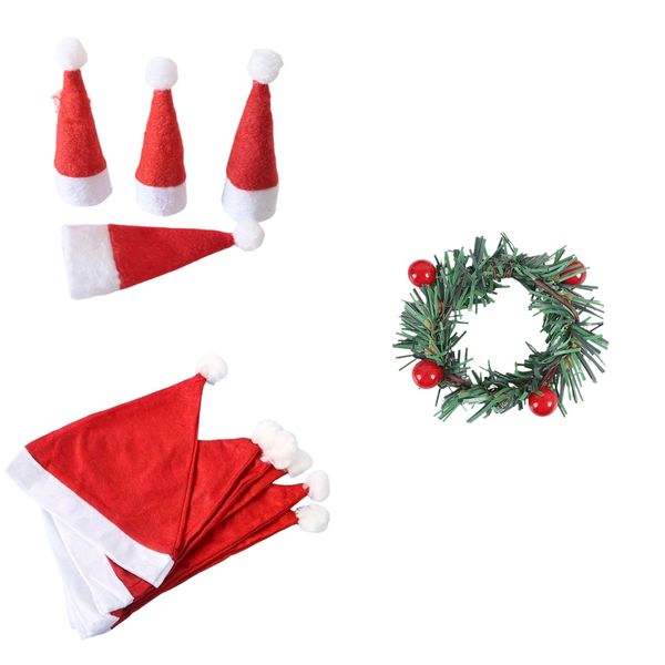 Christmas napkin rings, Santa hats and cutlery holder combo