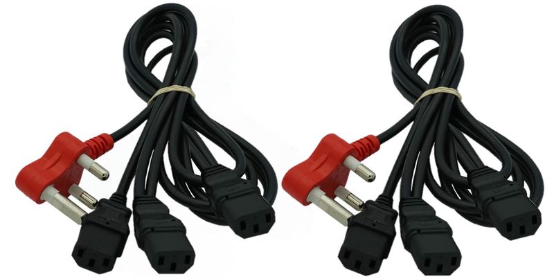 Dedicated 3 Way IEC Power Cable Electrical Cord Daisy3 - 2 Pack