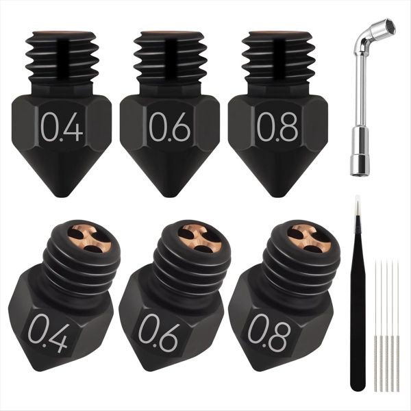 Mk8 Hardened Steel High Flow Nozzle Kit High Speed 3D Compatible with None