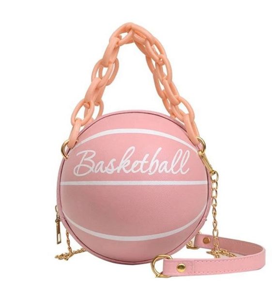 Basketball Shape Hand Bag Fashion - pink