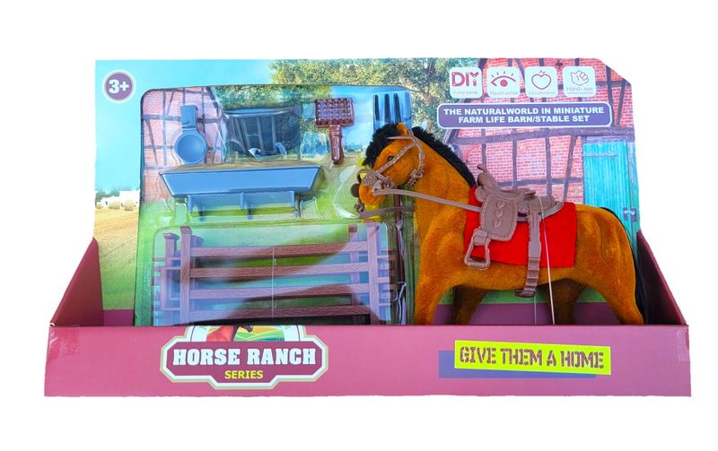 Horse with saddle and accessories toy playset for ages 3+