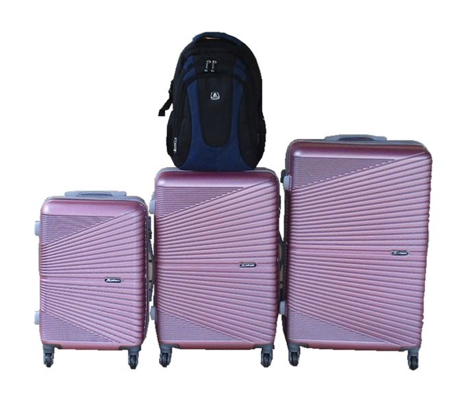 Pink 3-Piece ABS Trolley Luggage Set with Spinner Wheels &amp; Red Ladybug Bag