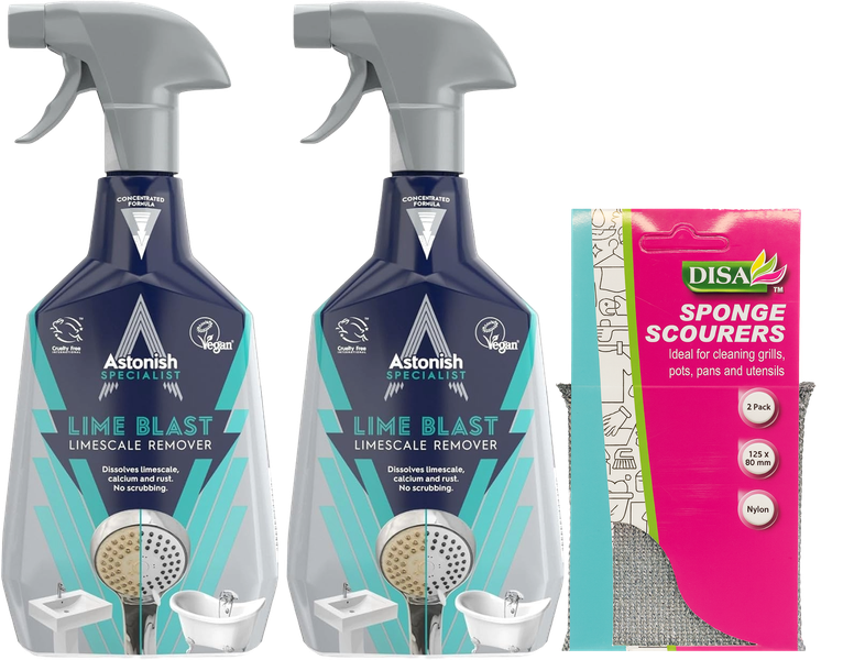 Limescale Remover (2 Pack) &amp; Scourer Sponges | Astonish
