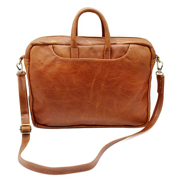 TM Leather 15 inch -17inch Tan Laptop Bag