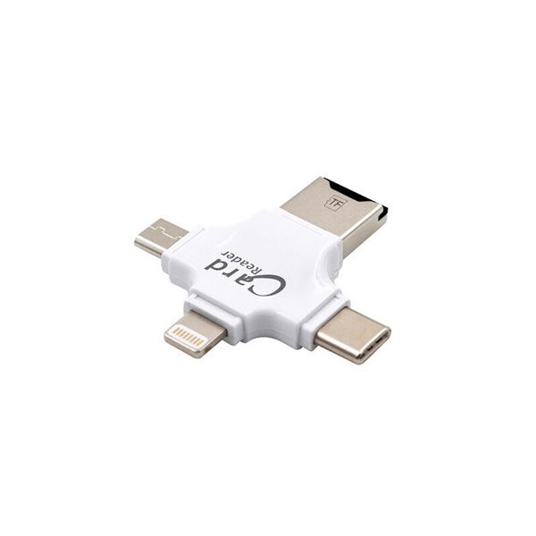 4-in-1 TF Card Reader OTG : Type-C,Micro USB,Lightning for iPhone, Android