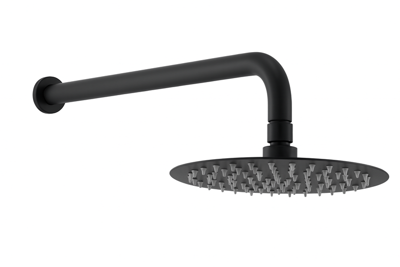 AIYI 8-Inch Black Round Shower Head with Arm AY406-085