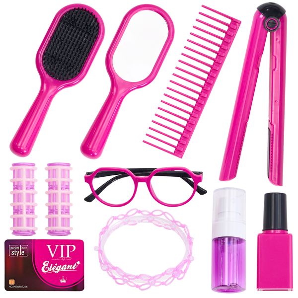Girls Beauty Salon Set, Pretend Role Play Doll Hair Stylist Toy Kit