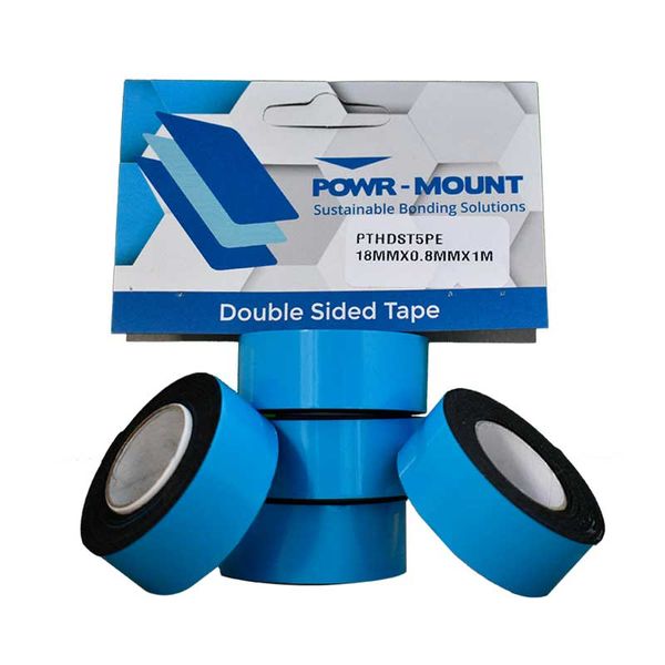 POWR Waterproof Mounting Tape Black 8mm x 18mm x 1m ( 5 Pack )