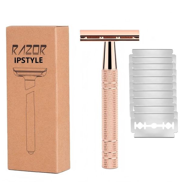 IPSTYLE Double Edge Shaving Razor - Premium Safety Razor - 10 Blades