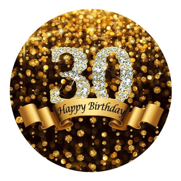 Happy 30th Birthday Round Wooden Vinyl Signage 40CM