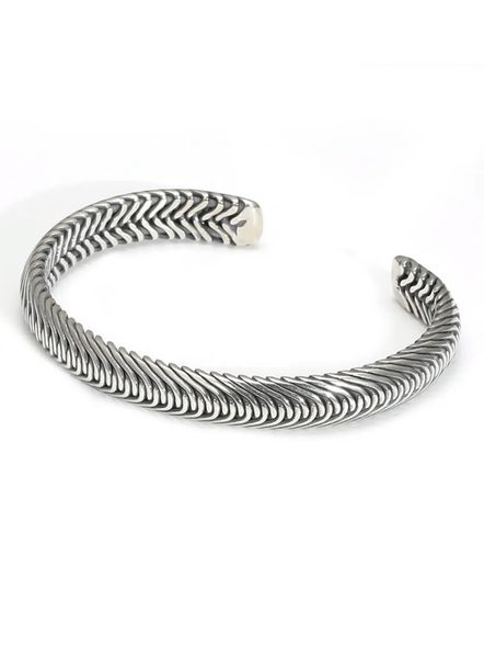 Lebocode -Twisted Silver Stainless Steel Bracelet for Men