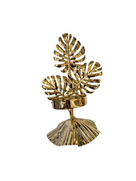 Golden Trio Monstera Leaf Tealight Holder - A Tropical Glow for Your Space