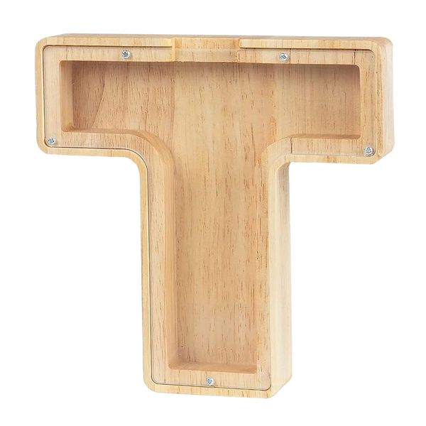 Natural-Wood Decor Money Coin Box - Piggy Bank - T