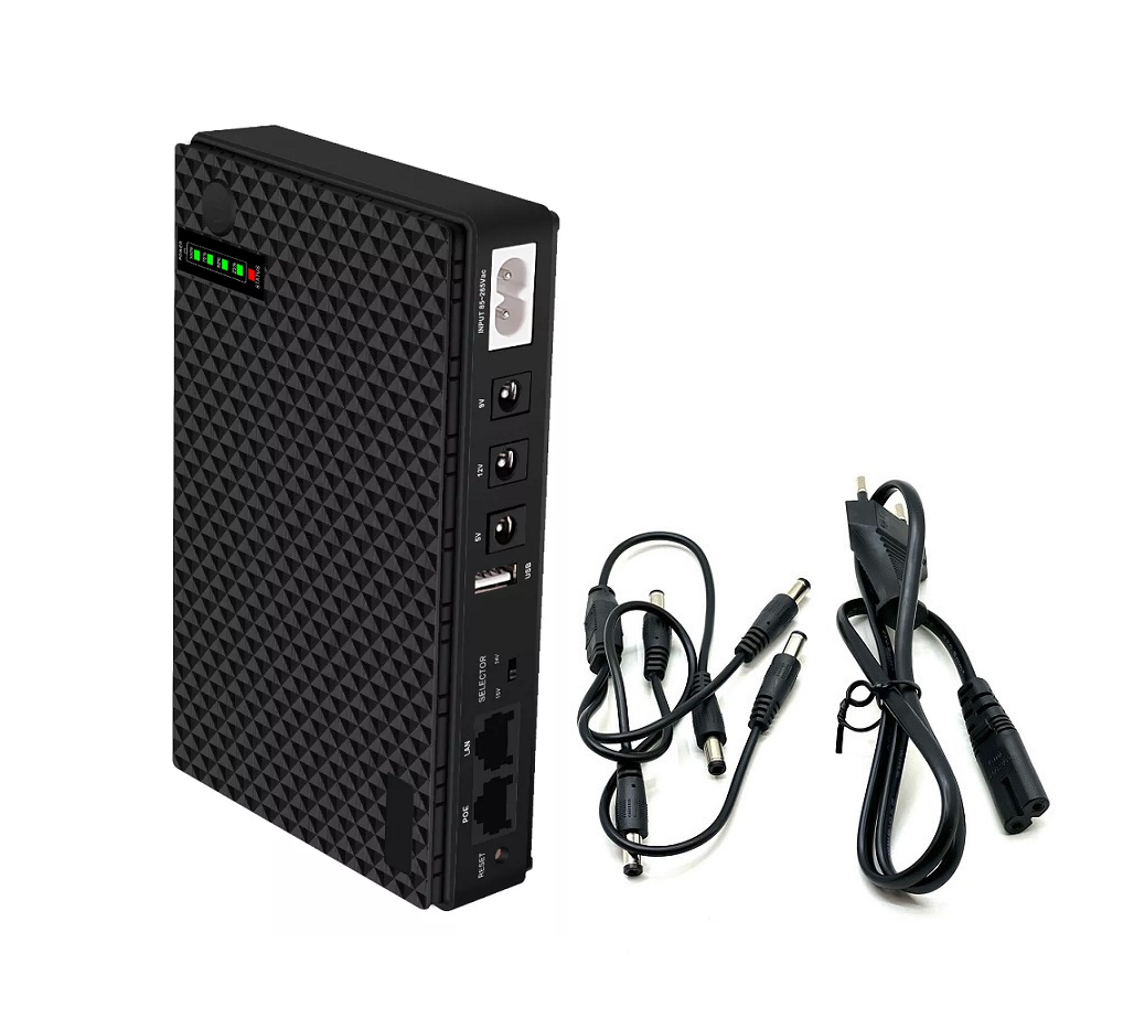 Mini DC UPS For Wifi Router Backup Power Supply 10400mAh Black 
