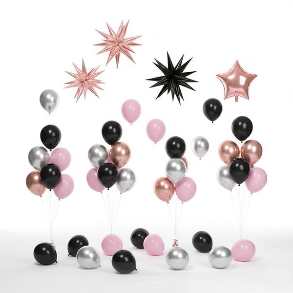 100 Piece Rose Gold &amp; Black Balloon Arch Kit - Party Decorations