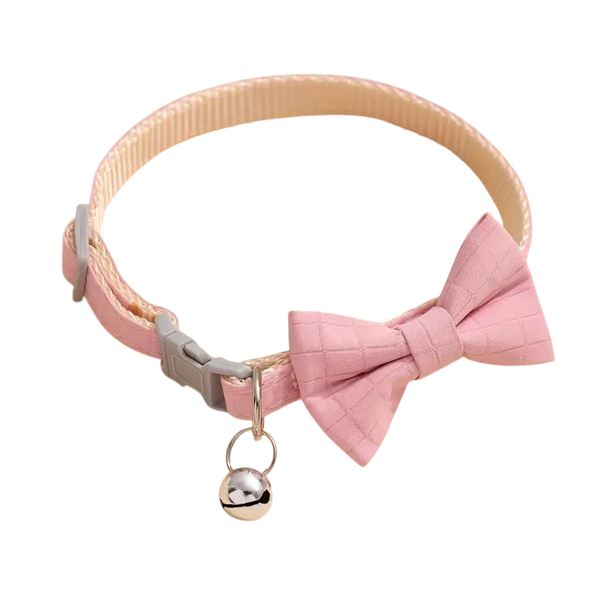 Pink Cute Pet Bow Tie Adjustable Cat and Small Dog Collar With Bell