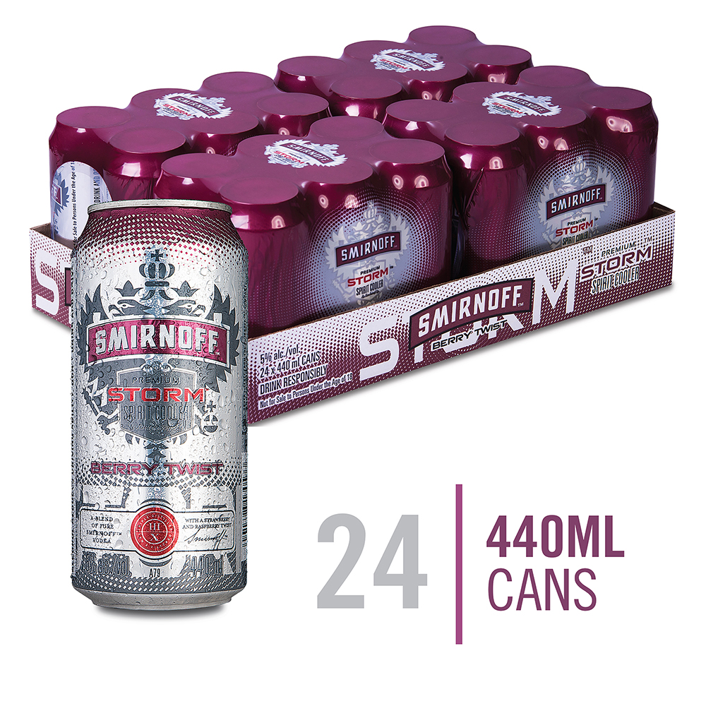 Smirnoff Storm Berry Twist Premium Spirit Cooler 24 X 440ml Can Shop 